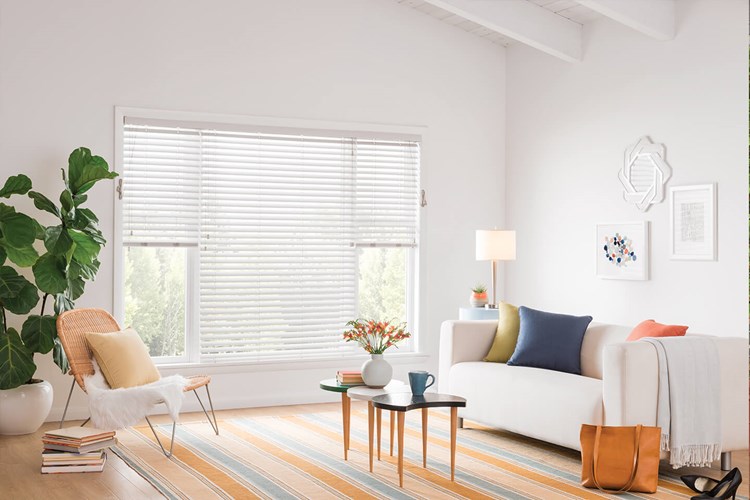 Horizontal Vinyl Blinds: Foundations, Fog 7050