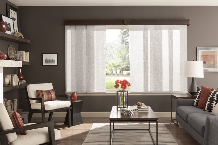 Sliding Panels: Harbor, Arcadia T1005; Noble Cornice with Keystone in Mocha 1759